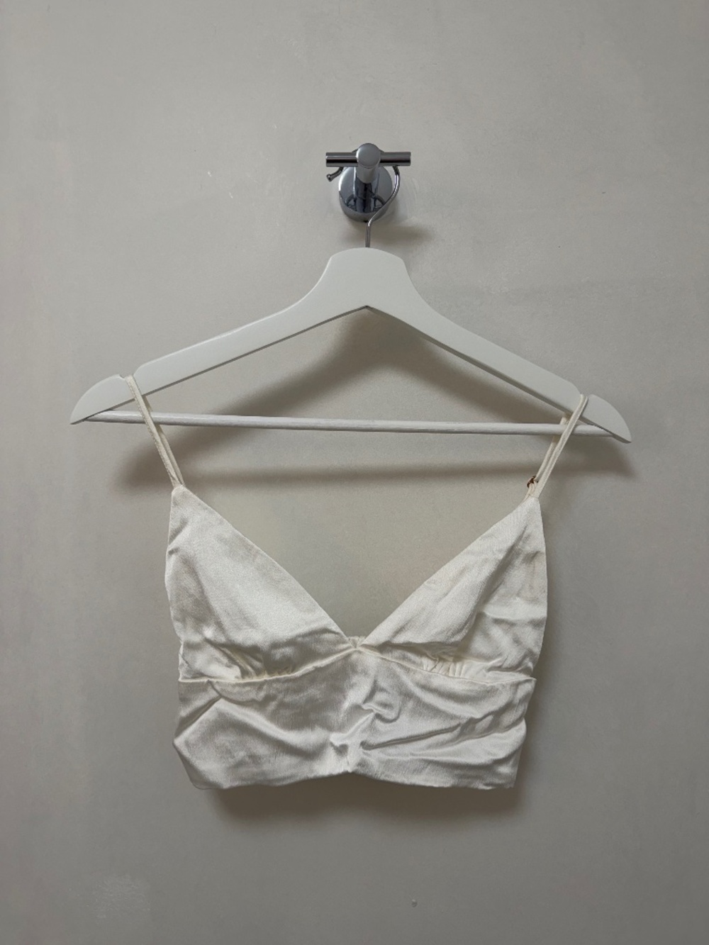 Zara White Satin Crop Top | Small